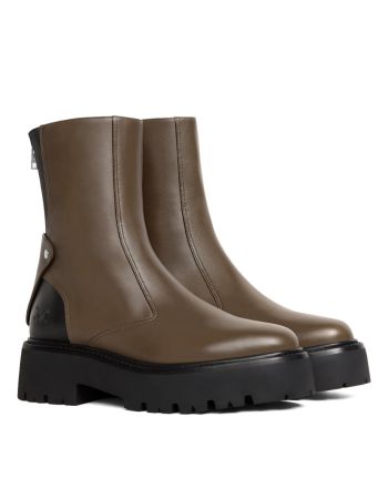 Celine Women's Bulky Boots With Back Zip And Triomphe In Calfskin