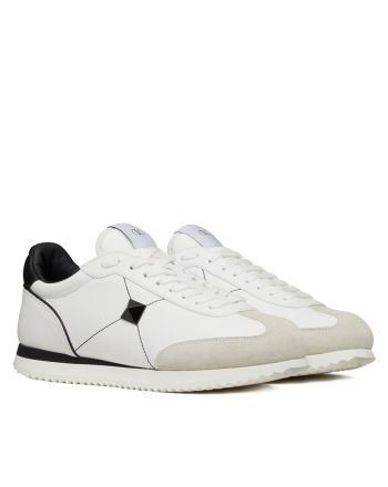 Valentino Unisex Stud Around Low-Top Calfskin And Nappa Leather Trainer