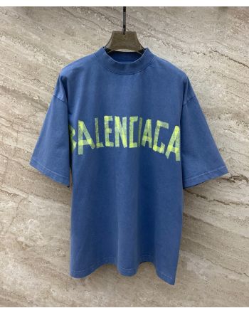 Balenciaga Women's Tape Type T-Shirt Blue