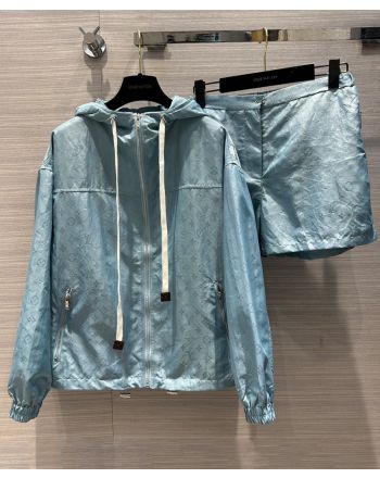Louis Vuitton Women's Hooded Jacket And Shorts Set Blue