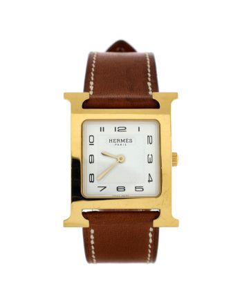 Heure H Quartz Watch Plated Metal and Leather 26