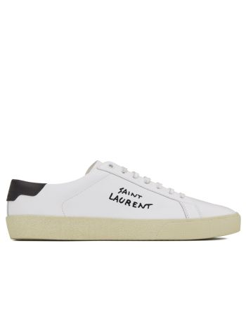 Saint Laurent Unisex Court Classic Sl/06 Embroidered Sneakers In Leather White