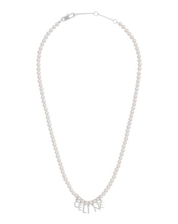 Celine Women's Monochroms Necklace In Glass Pearls And Brass With Rhodium Finish White